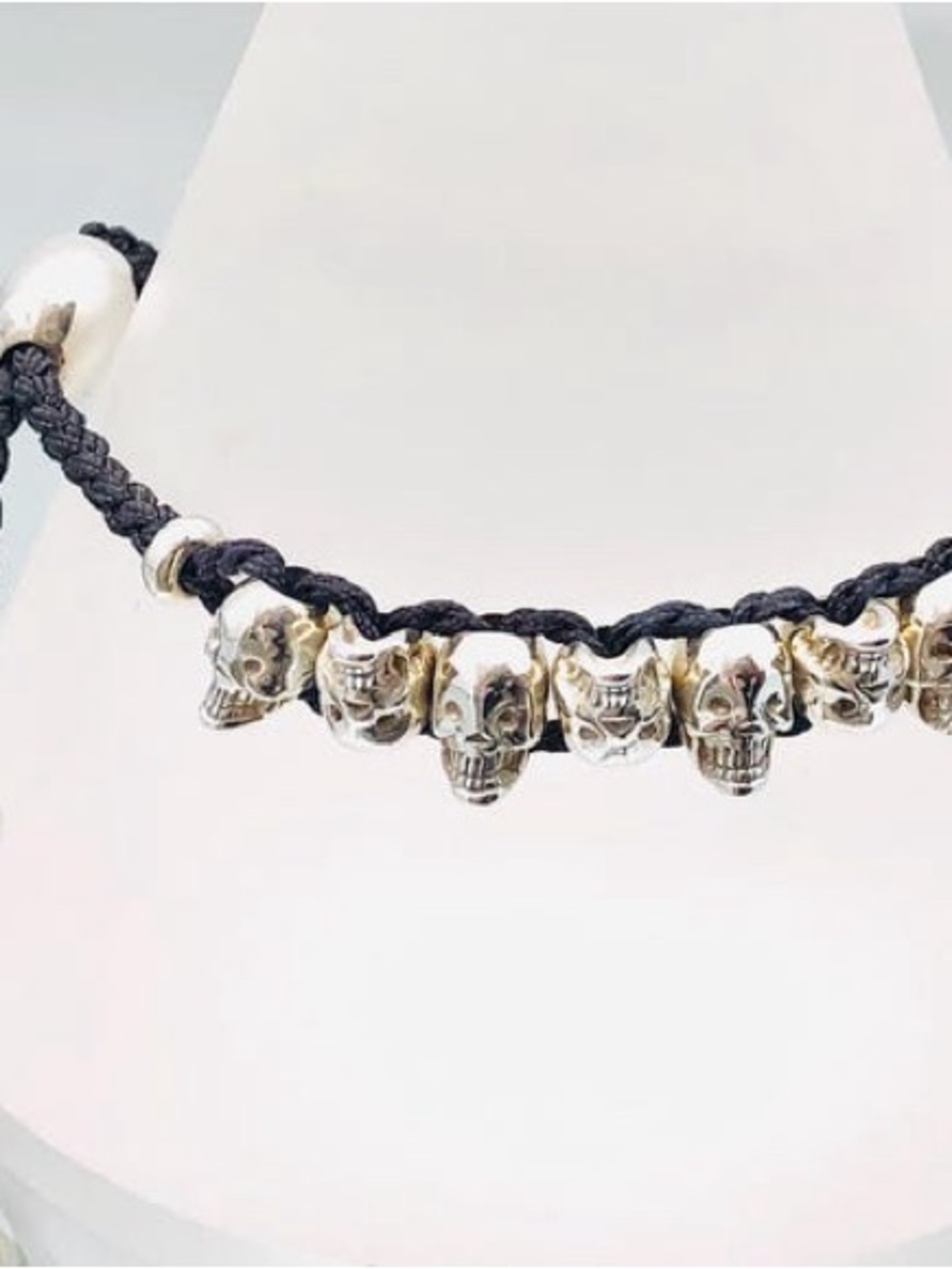 Vintage Links of London Sterling Silver Black Skull Friendship Bracelet - Picture 3 of 11
